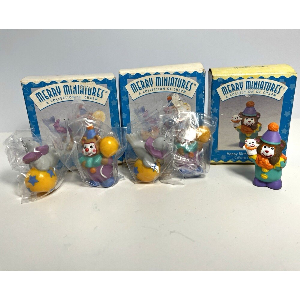 Hallmark Merry Miniatures Happy Birthday Clowns Lot 3 Boxes 2 Sealed Sets